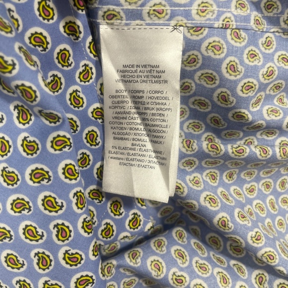 Lauren Ralph Lauren Large Black Label Flip Cuff Paisley Design Blue Non Iron - Picture 5 of 6